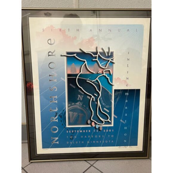 Northshore 6th Annual Inline Marathon framed 37/500 autographed Sept 15 2001 art - Picture 1 of 4